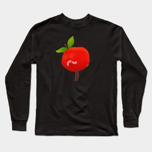 Cute red apple and his cute pet worm, version 3 Long Sleeve T-Shirt